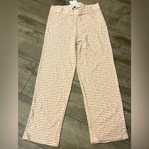 NWT ZARA ORANGE AND WHITE JACQUARD CROCHET PANTS SZ L